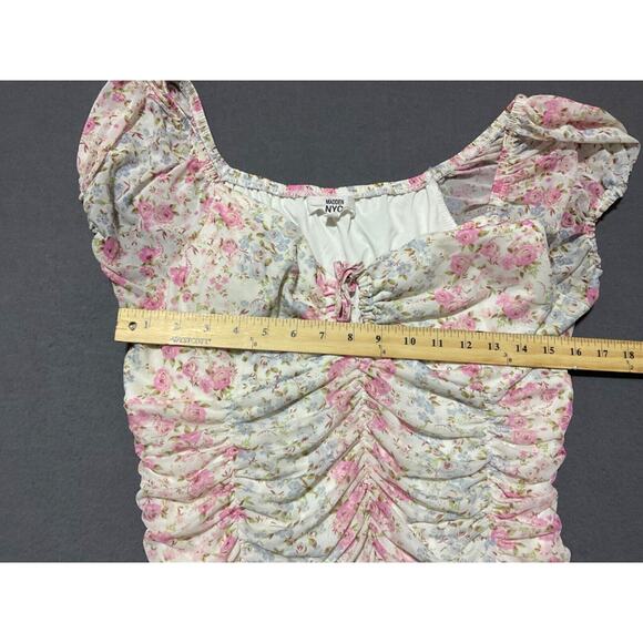 Madden NYC XXXL JR Pink Blue Floral Bodycon Dress Polyester-Spandex Blend Lined - Picture 4 of 6